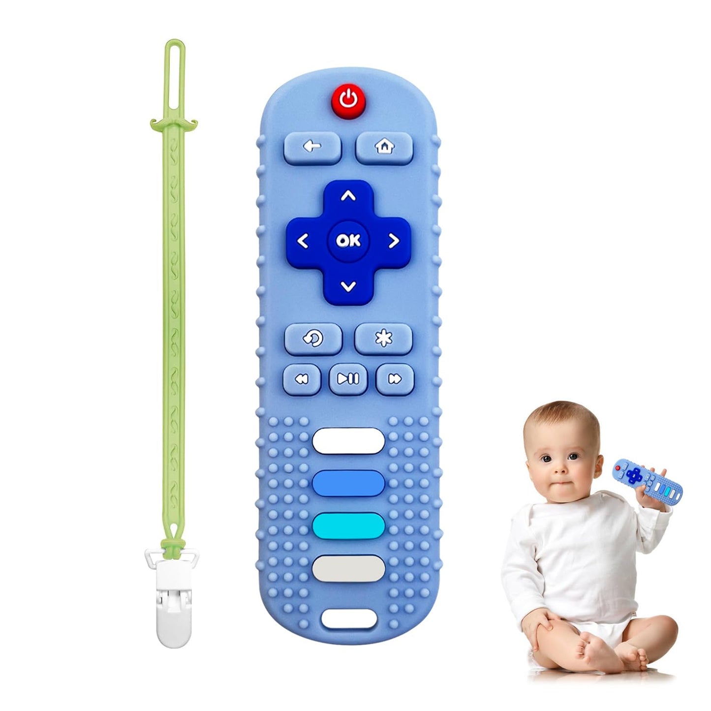 YAPROMO Baby Teething Toys,Reomte Teether Toys, Silicone Chew Toy for Babies 18+ Months, Remote Control Shape Teething Toys, Early Educational Toy BPA Free & Refrigerator Safe (Black02 & Pink01)