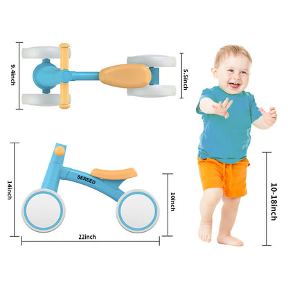 SEREED Baby Balance Bike for 1 Year Old Boys Girls 12-24 Month Toddler Balance Bike, 4 Wheels Toddler First Bike, First Birthday Gifts