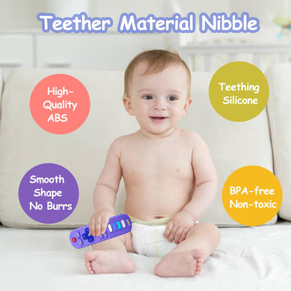 YAPROMO Baby Teething Toys,Reomte Teether Toys, Silicone Chew Toy for Babies 18+ Months, Remote Control Shape Teething Toys, Early Educational Toy BPA Free & Refrigerator Safe (Black02 & Pink01)