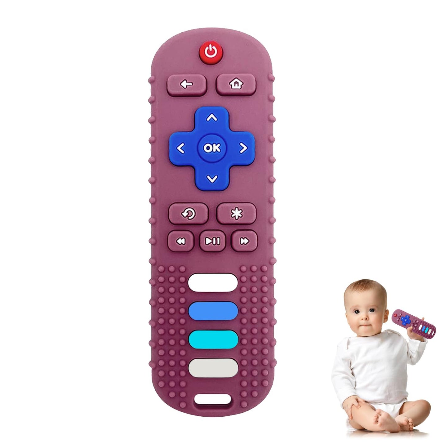 YAPROMO Baby Teething Toys,Reomte Teether Toys, Silicone Chew Toy for Babies 18+ Months, Remote Control Shape Teething Toys, Early Educational Toy BPA Free & Refrigerator Safe (Black02 & Pink01)