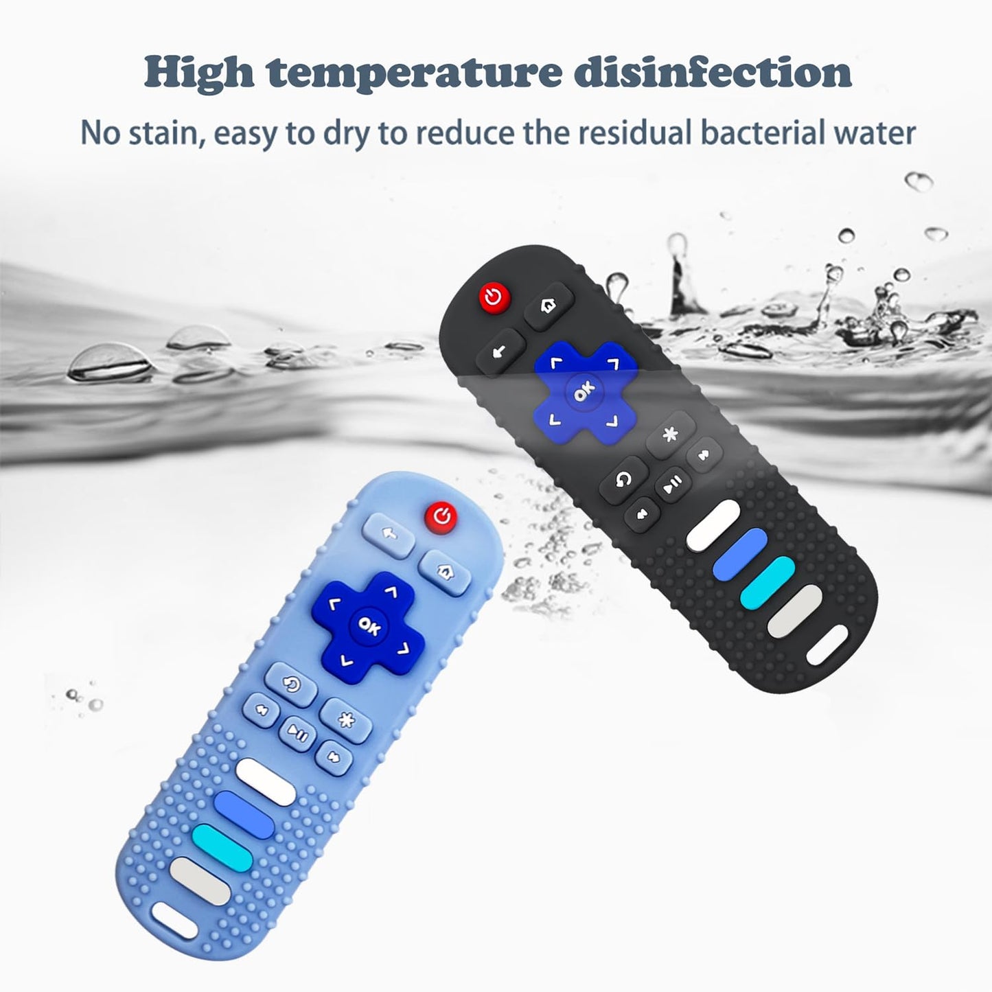 YAPROMO Baby Teething Toys,Reomte Teether Toys, Silicone Chew Toy for Babies 18+ Months, Remote Control Shape Teething Toys, Early Educational Toy BPA Free & Refrigerator Safe (Black02 & Pink01)