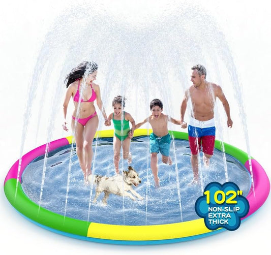 Growsland Splash Pad for Toddlers, Outdoor Sprinkler for Kids, 67" Summer Water Toys Inflatable Wading Baby Pool Fun Gifts for 3 4 5 6 7 8 9 Years Old Boy Girl Backyard Garden Lawn Outdoor Games