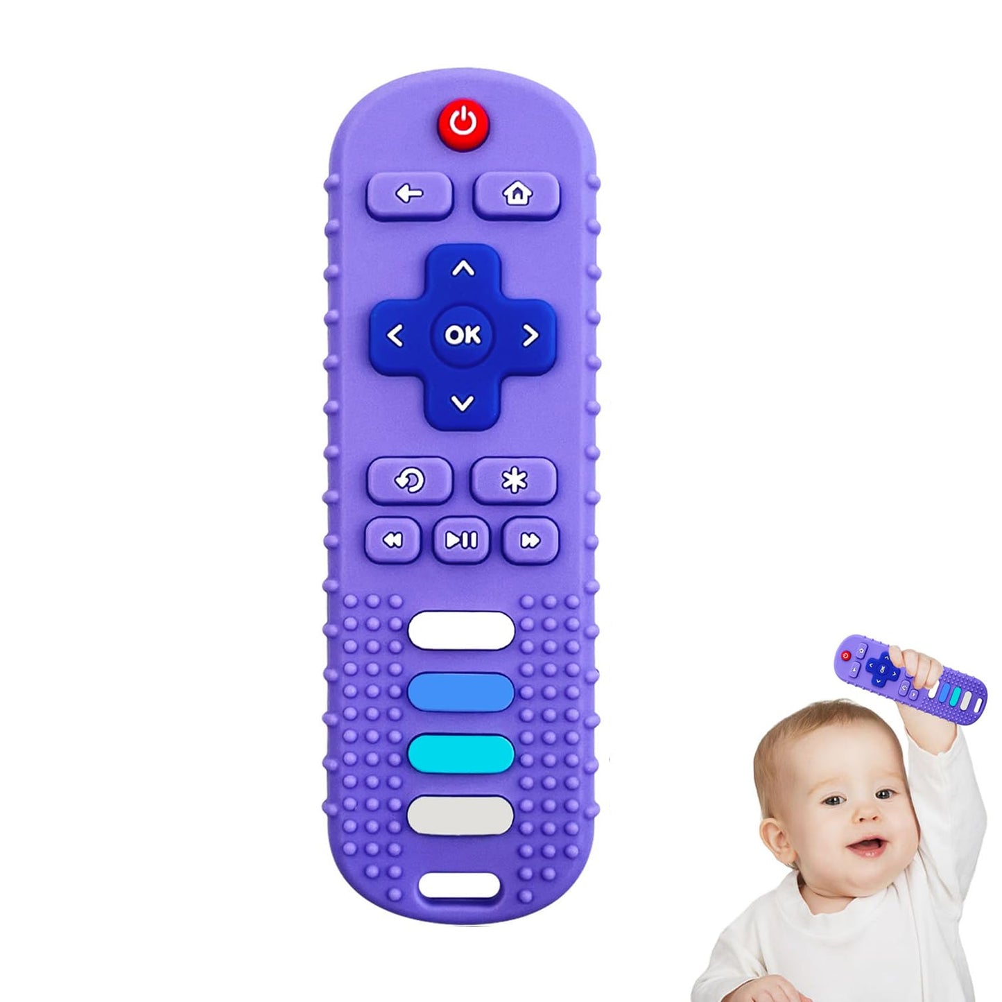 YAPROMO Baby Teething Toys,Reomte Teether Toys, Silicone Chew Toy for Babies 18+ Months, Remote Control Shape Teething Toys, Early Educational Toy BPA Free & Refrigerator Safe (Black02 & Pink01)
