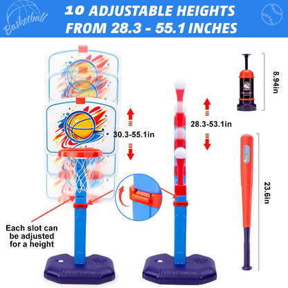 Meland Kids Basketball Hoop, Adjustable Height 3.4ft-6.2ft Toddler Basketball Hoop for Kids Basketball Goal Indoor Outdoor Toys Outside Toys for Boys 3-8