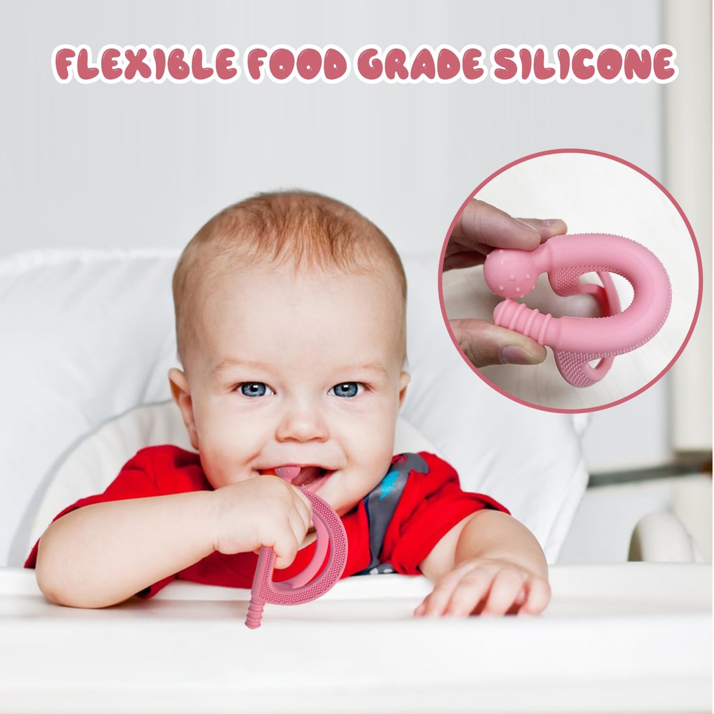 YAPROMO Baby Teething Toys,Reomte Teether Toys, Silicone Chew Toy for Babies 18+ Months, Remote Control Shape Teething Toys, Early Educational Toy BPA Free & Refrigerator Safe (Black02 & Pink01)