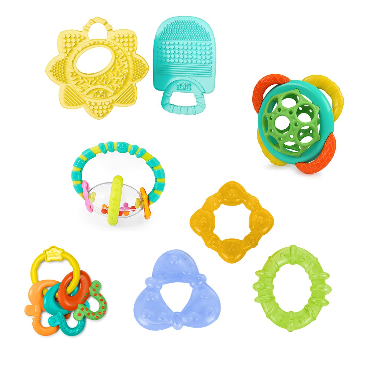 Bright Starts Grab & Spin Baby Rattle & BPA-Free Teether Toy, Ages 3 Months+