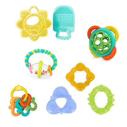 Bright Starts Grab & Spin Baby Rattle & BPA-Free Teether Toy, Ages 3 Months+