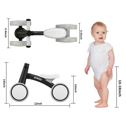 SEREED Baby Balance Bike for 1 Year Old Boys Girls 12-24 Month Toddler Balance Bike, 4 Wheels Toddler First Bike, First Birthday Gifts