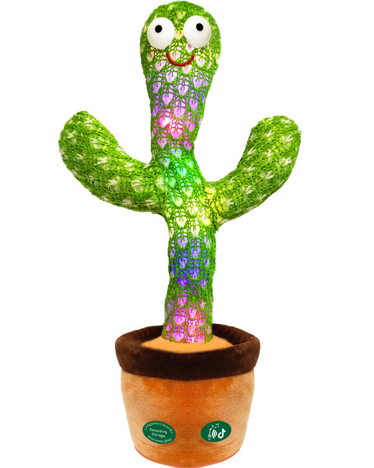 Pbooo Dancing Talking Cactus Mimicking Toy,Talking Repeat Singing Sunny Cactus Toy 120 Pcs Songs for Baby 15S Record Your Sound Sing+Dancing+Recording+LED