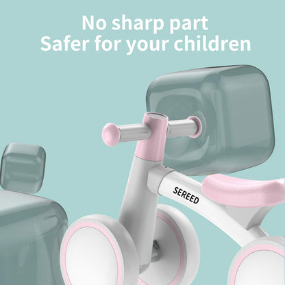SEREED Baby Balance Bike for 1 Year Old Boys Girls 12-24 Month Toddler Balance Bike, 4 Wheels Toddler First Bike, First Birthday Gifts