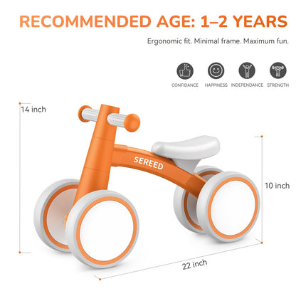 SEREED Baby Balance Bike for 1 Year Old Boys Girls 12-24 Month Toddler Balance Bike, 4 Wheels Toddler First Bike, First Birthday Gifts