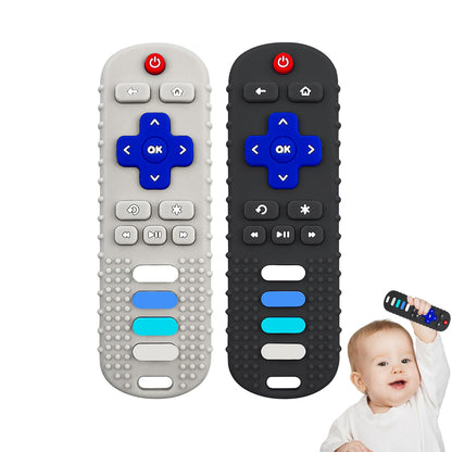 YAPROMO Baby Teething Toys,Reomte Teether Toys, Silicone Chew Toy for Babies 18+ Months, Remote Control Shape Teething Toys, Early Educational Toy BPA Free & Refrigerator Safe (Black02 & Pink01)