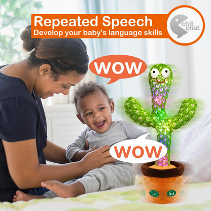 Pbooo Dancing Talking Cactus Mimicking Toy,Talking Repeat Singing Sunny Cactus Toy 120 Pcs Songs for Baby 15S Record Your Sound Sing+Dancing+Recording+LED