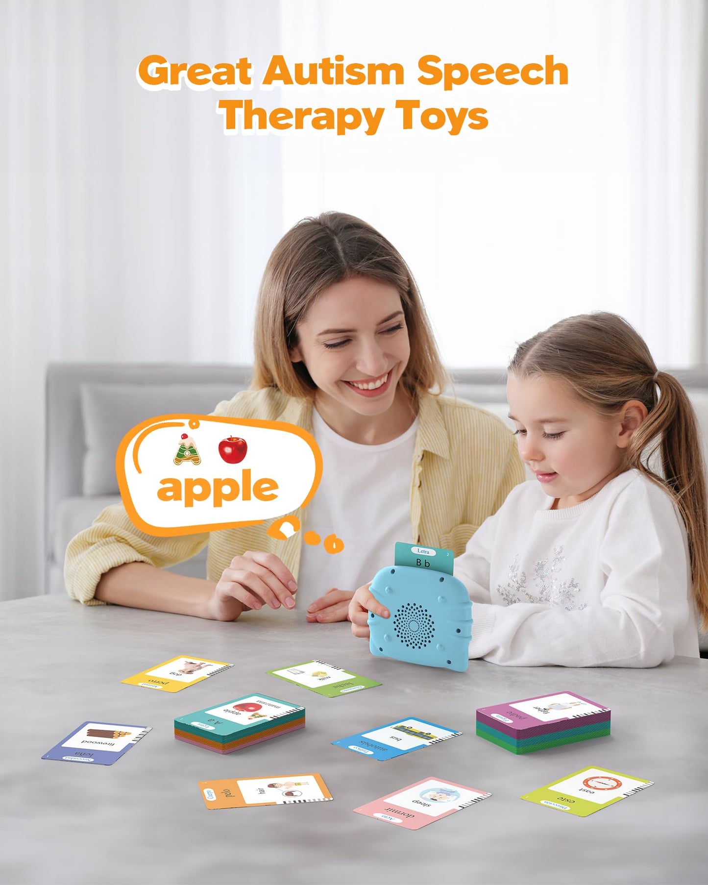 Talking Flash Cards for Toddlers 1 2 3 4 Year Olds, Montessori Language Learning with 224 Words, Pocket Speech Therapy and Autism Playthings, Children's Sensory Educational Device