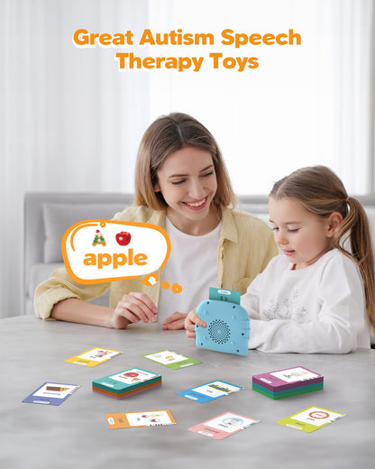 Talking Flash Cards for Toddlers 1 2 3 4 Year Olds, Montessori Language Learning with 224 Words, Pocket Speech Therapy and Autism Playthings, Children's Sensory Educational Device