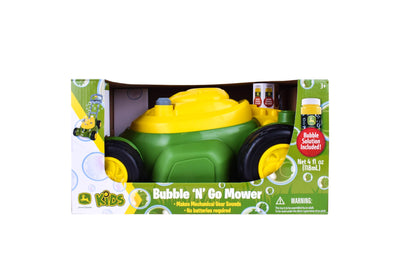 John Deere Bubble Lawn Mower for Toddlers, Bubble Blowing Machines, Indoor and Outdoor Gardening Toy, Birthday, Party Favor for Preschool Girls and Boys, No Batteries Required, 2+