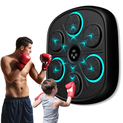 2025 New Model Smart Music Boxing Machine for Adults and Kids, Training Machine with LED Electronic Wall Mounted, Home Indoor Workout Equipment with Premium Boxing Gloves