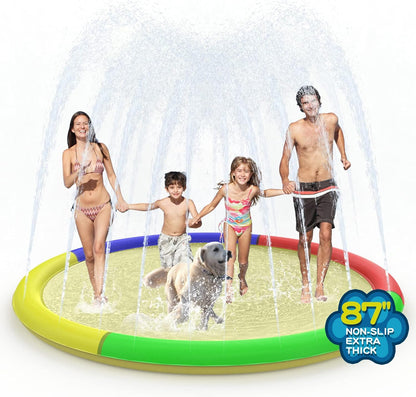 Growsland Splash Pad for Toddlers, Outdoor Sprinkler for Kids, 67" Summer Water Toys Inflatable Wading Baby Pool Fun Gifts for 3 4 5 6 7 8 9 Years Old Boy Girl Backyard Garden Lawn Outdoor Games
