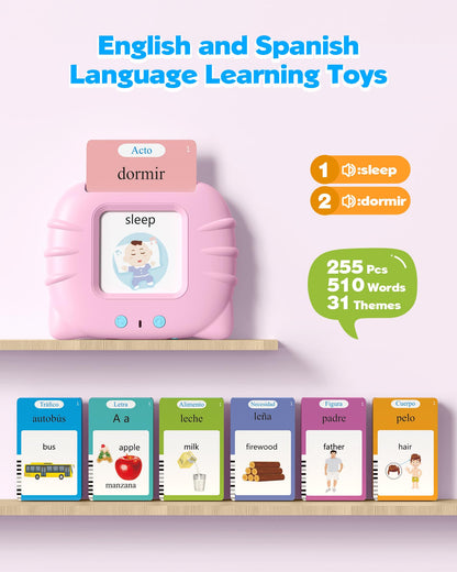 Talking Flash Cards for Toddlers 1 2 3 4 Year Olds, Montessori Language Learning with 224 Words, Pocket Speech Therapy and Autism Playthings, Children's Sensory Educational Device