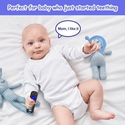 YAPROMO Baby Teething Toys,Reomte Teether Toys, Silicone Chew Toy for Babies 18+ Months, Remote Control Shape Teething Toys, Early Educational Toy BPA Free & Refrigerator Safe (Black02 & Pink01)