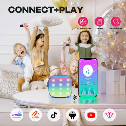 Karaoke Machine for Kids, Portable Mini Speaker with 2 Wireless Microphones, TOP Kids Gifts for Girls Ages 3, 4, 5, 6, 7, 8, 9, 10, 11, 12 +Years Old, 4-12th Christmas Birthday Toy Party (Purple)