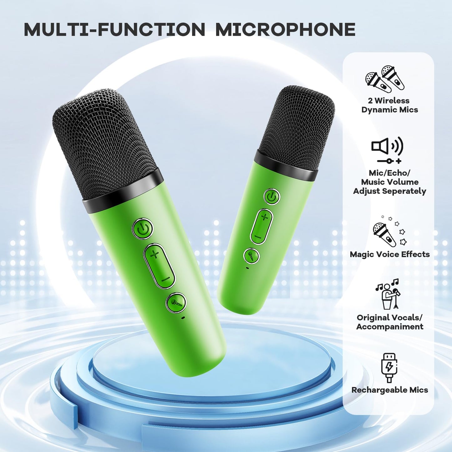 Karaoke Machine for Kids, Portable Mini Speaker with 2 Wireless Microphones, TOP Kids Gifts for Girls Ages 3, 4, 5, 6, 7, 8, 9, 10, 11, 12 +Years Old, 4-12th Christmas Birthday Toy Party (Purple)