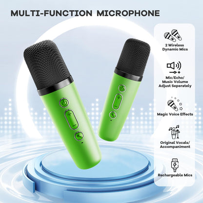 Karaoke Machine for Kids, Portable Mini Speaker with 2 Wireless Microphones, TOP Kids Gifts for Girls Ages 3, 4, 5, 6, 7, 8, 9, 10, 11, 12 +Years Old, 4-12th Christmas Birthday Toy Party (Purple)