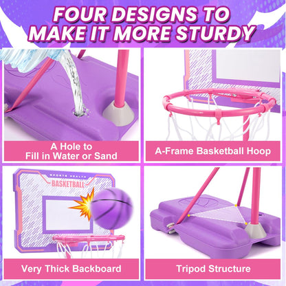 Meland Kids Basketball Hoop, Adjustable Height 3.4ft-6.2ft Toddler Basketball Hoop for Kids Basketball Goal Indoor Outdoor Toys Outside Toys for Boys 3-8