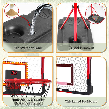 Meland Kids Basketball Hoop, Adjustable Height 3.4ft-6.2ft Toddler Basketball Hoop for Kids Basketball Goal Indoor Outdoor Toys Outside Toys for Boys 3-8