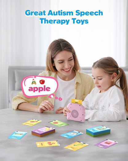 Talking Flash Cards for Toddlers 1 2 3 4 Year Olds, Montessori Language Learning with 224 Words, Pocket Speech Therapy and Autism Playthings, Children's Sensory Educational Device