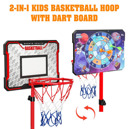Meland Kids Basketball Hoop, Adjustable Height 3.4ft-6.2ft Toddler Basketball Hoop for Kids Basketball Goal Indoor Outdoor Toys Outside Toys for Boys 3-8