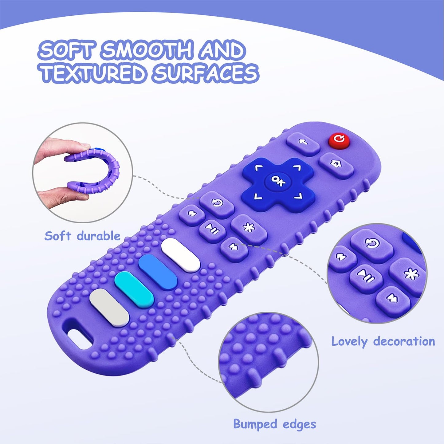 YAPROMO Baby Teething Toys,Reomte Teether Toys, Silicone Chew Toy for Babies 18+ Months, Remote Control Shape Teething Toys, Early Educational Toy BPA Free & Refrigerator Safe (Black02 & Pink01)