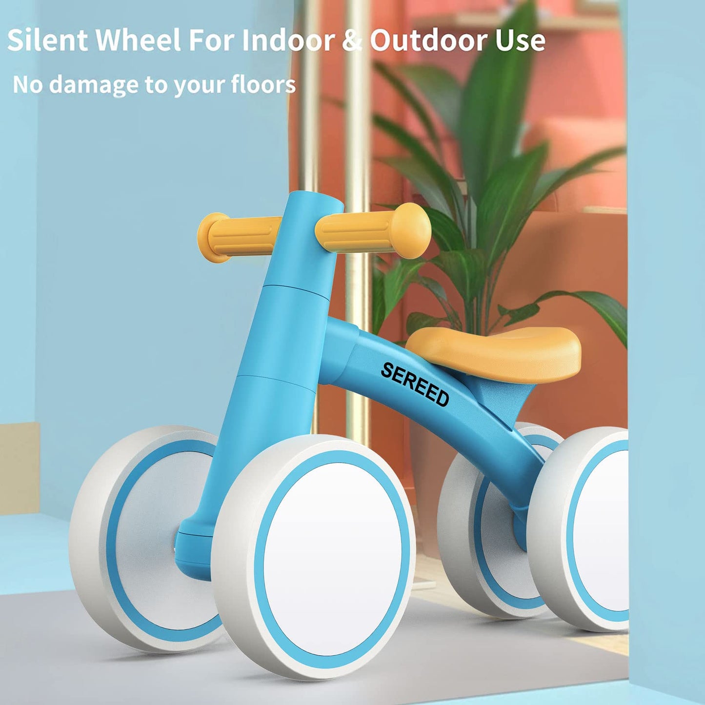 SEREED Baby Balance Bike for 1 Year Old Boys Girls 12-24 Month Toddler Balance Bike, 4 Wheels Toddler First Bike, First Birthday Gifts