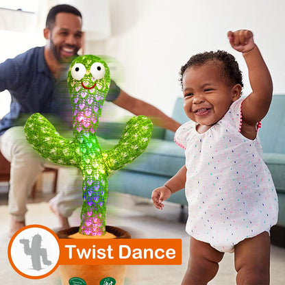 Pbooo Dancing Talking Cactus Mimicking Toy,Talking Repeat Singing Sunny Cactus Toy 120 Pcs Songs for Baby 15S Record Your Sound Sing+Dancing+Recording+LED