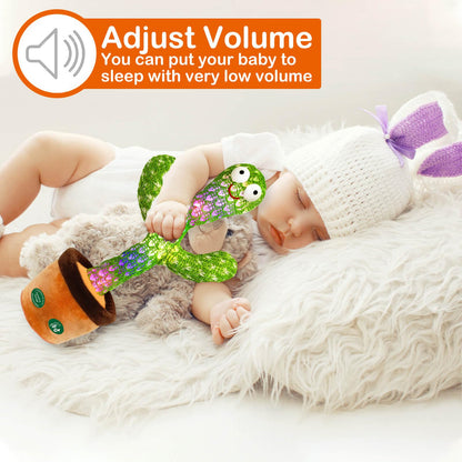 Pbooo Dancing Talking Cactus Mimicking Toy,Talking Repeat Singing Sunny Cactus Toy 120 Pcs Songs for Baby 15S Record Your Sound Sing+Dancing+Recording+LED