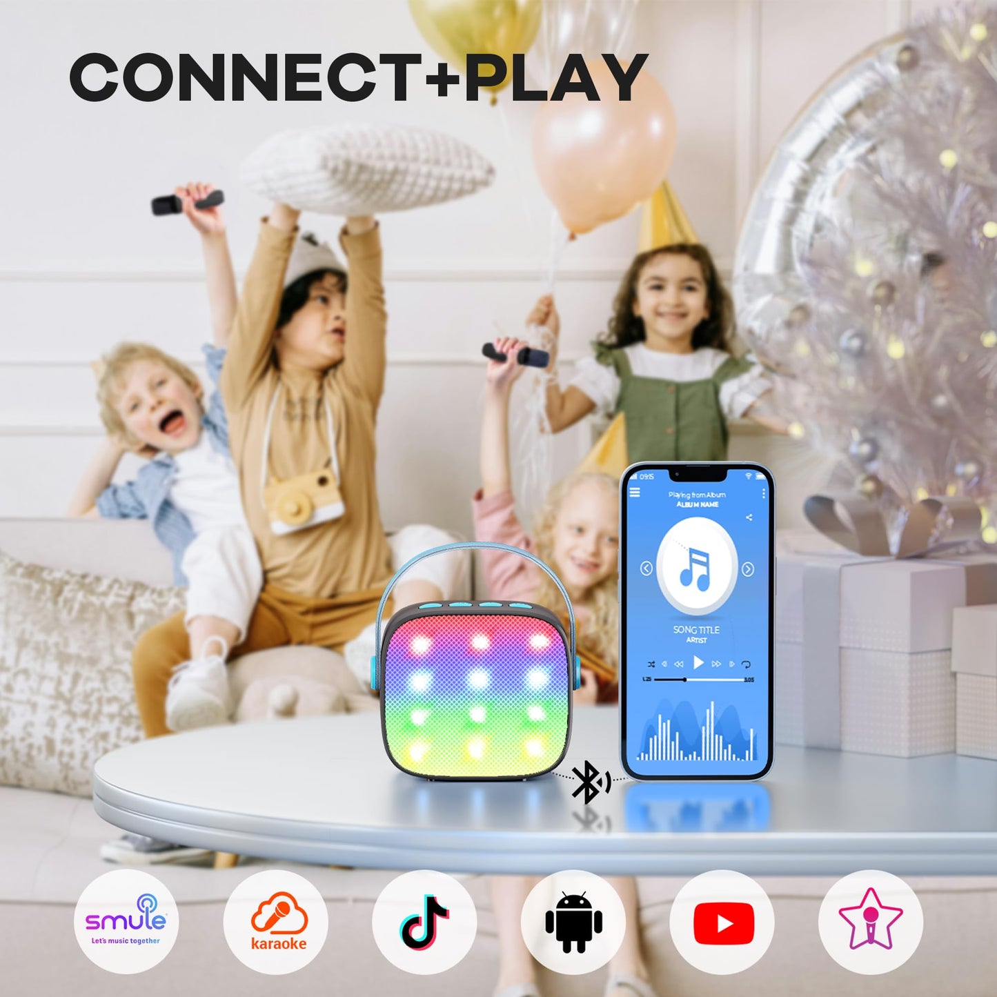 Karaoke Machine for Kids, Portable Mini Speaker with 2 Wireless Microphones, TOP Kids Gifts for Girls Ages 3, 4, 5, 6, 7, 8, 9, 10, 11, 12 +Years Old, 4-12th Christmas Birthday Toy Party (Purple)