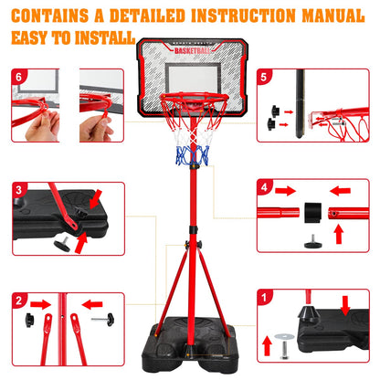Meland Kids Basketball Hoop, Adjustable Height 3.4ft-6.2ft Toddler Basketball Hoop for Kids Basketball Goal Indoor Outdoor Toys Outside Toys for Boys 3-8