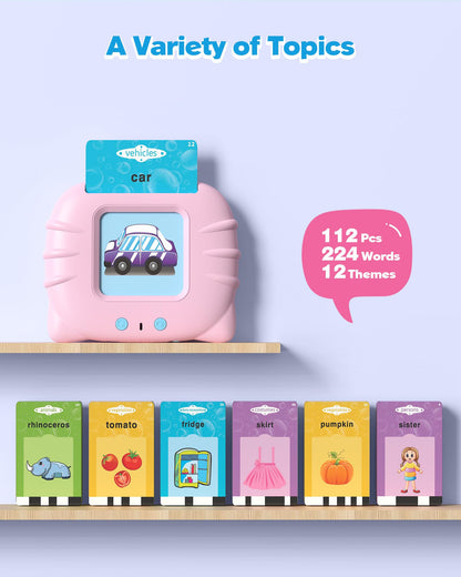Talking Flash Cards for Toddlers 1 2 3 4 Year Olds, Montessori Language Learning with 224 Words, Pocket Speech Therapy and Autism Playthings, Children's Sensory Educational Device