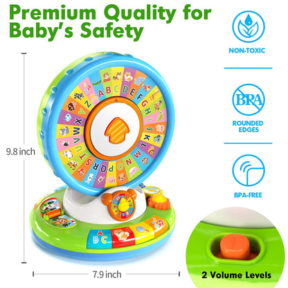 Toys for 1 2 3 Years Old Boys Girls, Musical Spin & Sing Alphabet Zoo with Lights & Sounds, Learning Educational Toys for Toddler 1-3, Christmas Birthday Gifts for Baby Kids Age 6-9-12-18 Months