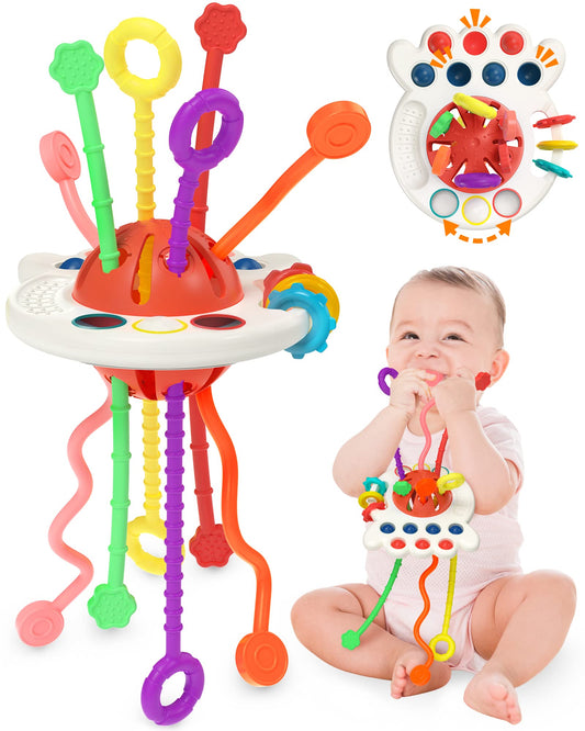 Yetonamr Baby Sensory Montessori Toys for 6-12-18 Months, Pull String Developmental Toys, Toddler Birthday Gift Travel Toy for 1 2 Year Old Boy Girl Infant 8 9 10 Months Old