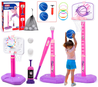 Meland Kids Basketball Hoop, Adjustable Height 3.4ft-6.2ft Toddler Basketball Hoop for Kids Basketball Goal Indoor Outdoor Toys Outside Toys for Boys 3-8