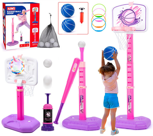 Meland Kids Basketball Hoop, Adjustable Height 3.4ft-6.2ft Toddler Basketball Hoop for Kids Basketball Goal Indoor Outdoor Toys Outside Toys for Boys 3-8