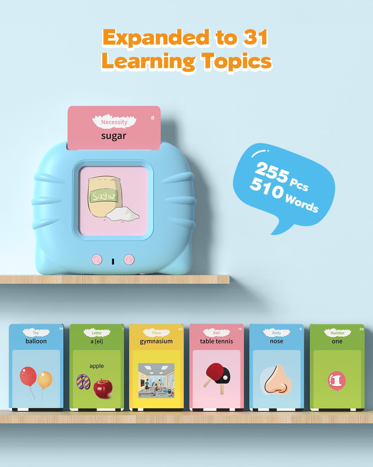 Talking Flash Cards for Toddlers 1 2 3 4 Year Olds, Montessori Language Learning with 224 Words, Pocket Speech Therapy and Autism Playthings, Children's Sensory Educational Device