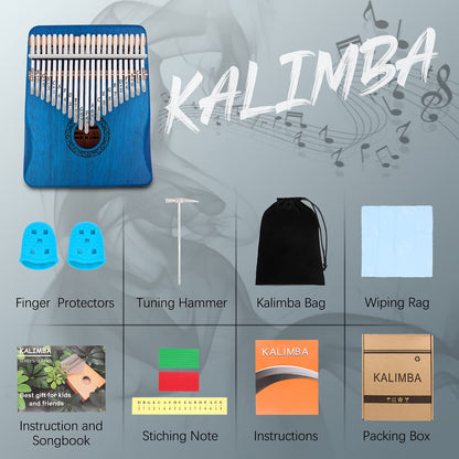 Kalimba Thumb Piano,YUNDIE Portable 17 Keys Mbira Finger Piano with Tune Hammer and Study Instruction,Musical Instruments Birthday Gift for Kid Adult Beginners Professional(Brown)