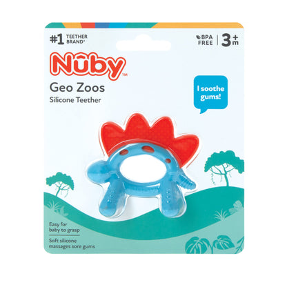 Nuby Geo Zoos Massaging Teether - Baby Teething Toy - Soft Easy Grip - 3+ Months - Elephant