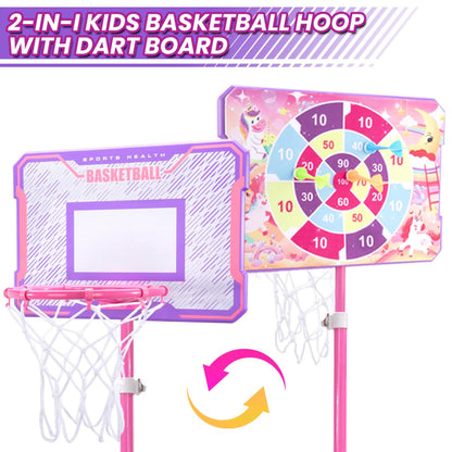 Meland Kids Basketball Hoop, Adjustable Height 3.4ft-6.2ft Toddler Basketball Hoop for Kids Basketball Goal Indoor Outdoor Toys Outside Toys for Boys 3-8