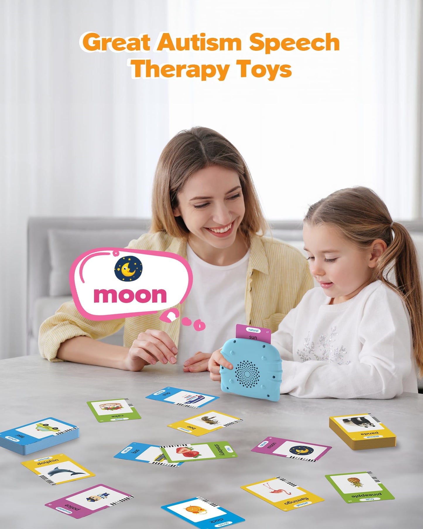 Talking Flash Cards for Toddlers 1 2 3 4 Year Olds, Montessori Language Learning with 224 Words, Pocket Speech Therapy and Autism Playthings, Children's Sensory Educational Device