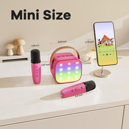 Karaoke Machine for Kids, Portable Mini Speaker with 2 Wireless Microphones, TOP Kids Gifts for Girls Ages 3, 4, 5, 6, 7, 8, 9, 10, 11, 12 +Years Old, 4-12th Christmas Birthday Toy Party (Purple)