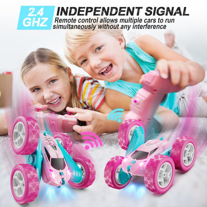 Remote Control Car, RC Cars Toys for Kids Ages 6-12, 4WD Stunt Car with LED Lights & 360° Flips, 2.4GHz, Upgraded USB-C Modular Batteries, 8-10 Year Old Boys Birthday Gift 1-Blue