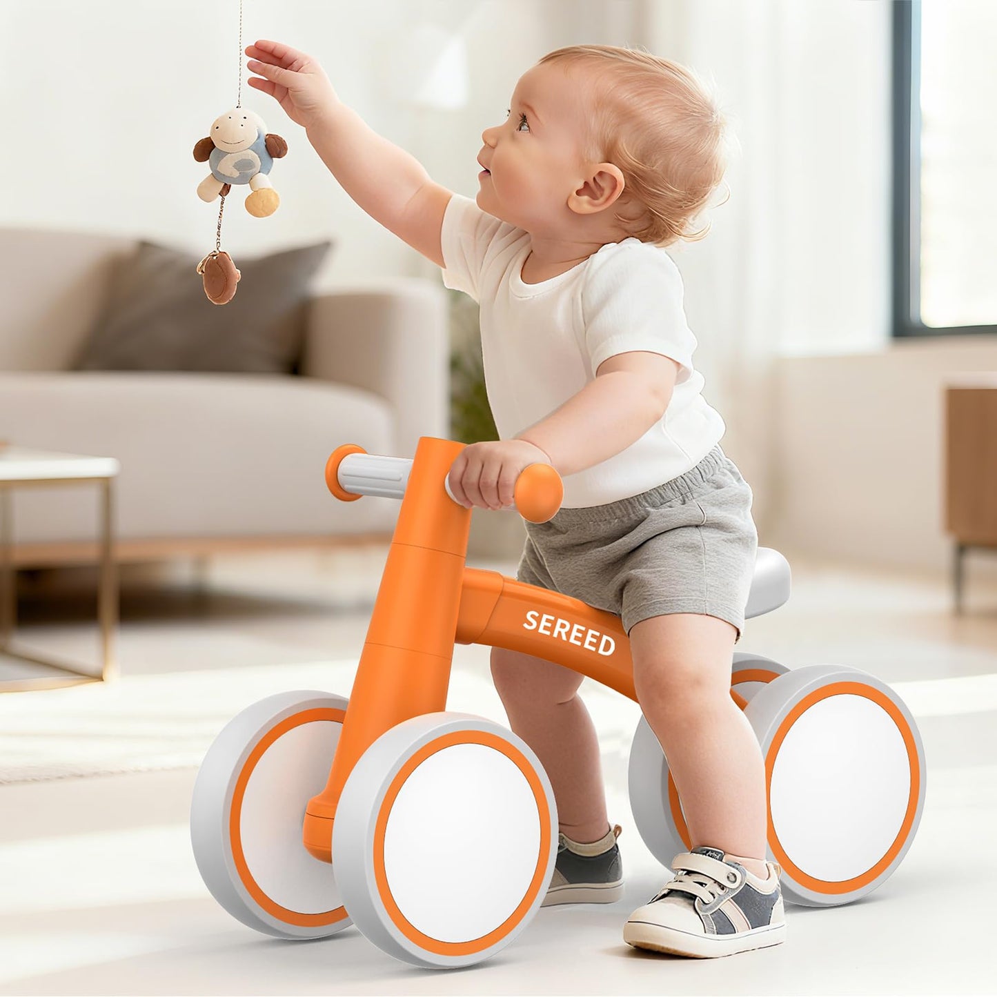 SEREED Baby Balance Bike for 1 Year Old Boys Girls 12-24 Month Toddler Balance Bike, 4 Wheels Toddler First Bike, First Birthday Gifts